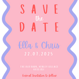 pink and red abstract wedding save the date - affordable custom wedding invites