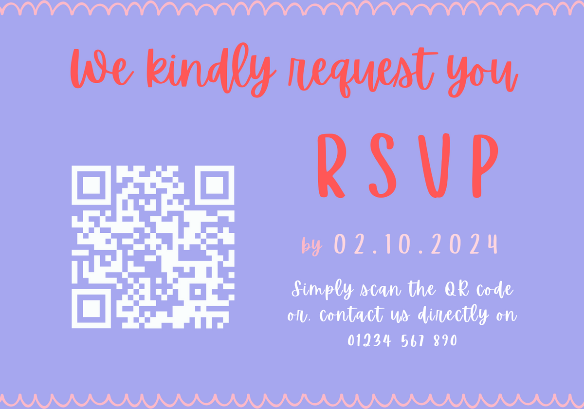 pink and red abstract wedding RSVP with QR - personalised wedding RSVPs invitations