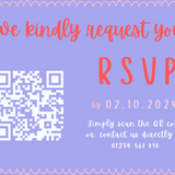 pink and red abstract wedding RSVP with QR - personalised wedding RSVPs invitations