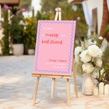 pink and red abstract today I marry my best friend wedding welcome sign personalised