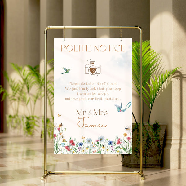 Wild Flowers Polite Notice Wedding Sign