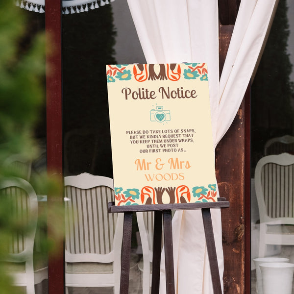Retro Cream Polite Notice Wedding Sign
