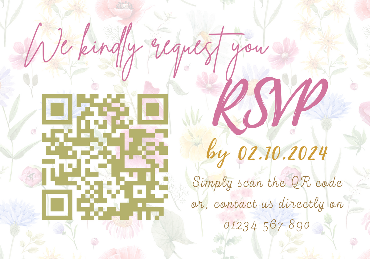 garden party wedding RSVP with QR - personalised wedding RSVPs invitations