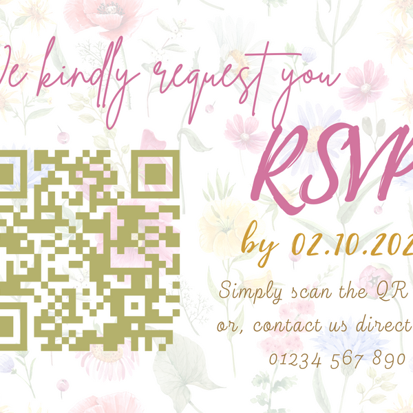 garden party wedding RSVP with QR - personalised wedding RSVPs invitations