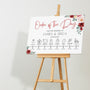 Red and cream floral order of the day sign for weddings - personalised - customizable