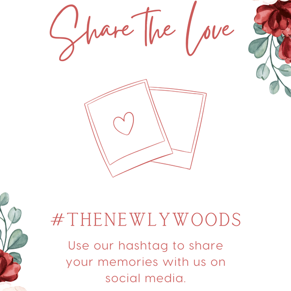 Romantic Red Floral Wedding Hashtag Sign for Reception Display - Personalised wedding hashtag social media sign