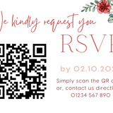 red and cream floral wedding RSVP with QR - personalised wedding RSVPs invitations