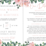 pink roses floral wedding invites - affordable perosnalised wedding invitations