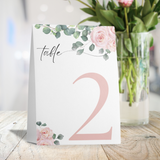 pink roses floral table number signs - wedding table numbers