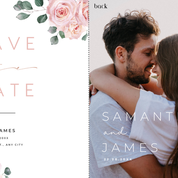 pink roses floral wedding save the date invites - affordable save the dates