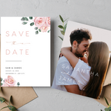 pink roses floral wedding save the date invites - affordable save the dates