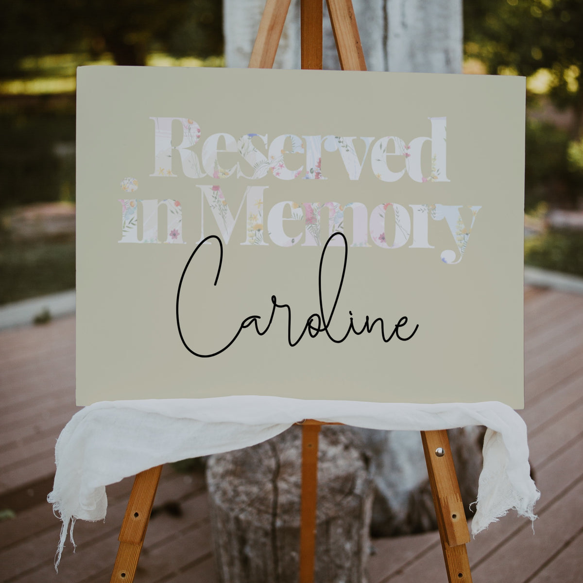 Pastels Reserved In Memory Chair Sign