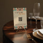 Retro cream photo sharing qr code sign for wedding tables - luxury wedding table signage for guests to share photos