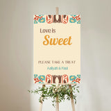 cream retro wedding sweet table sign - personalised love is sweet sign 