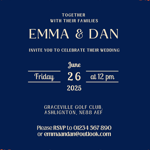 Retro Navy Wedding Invitations