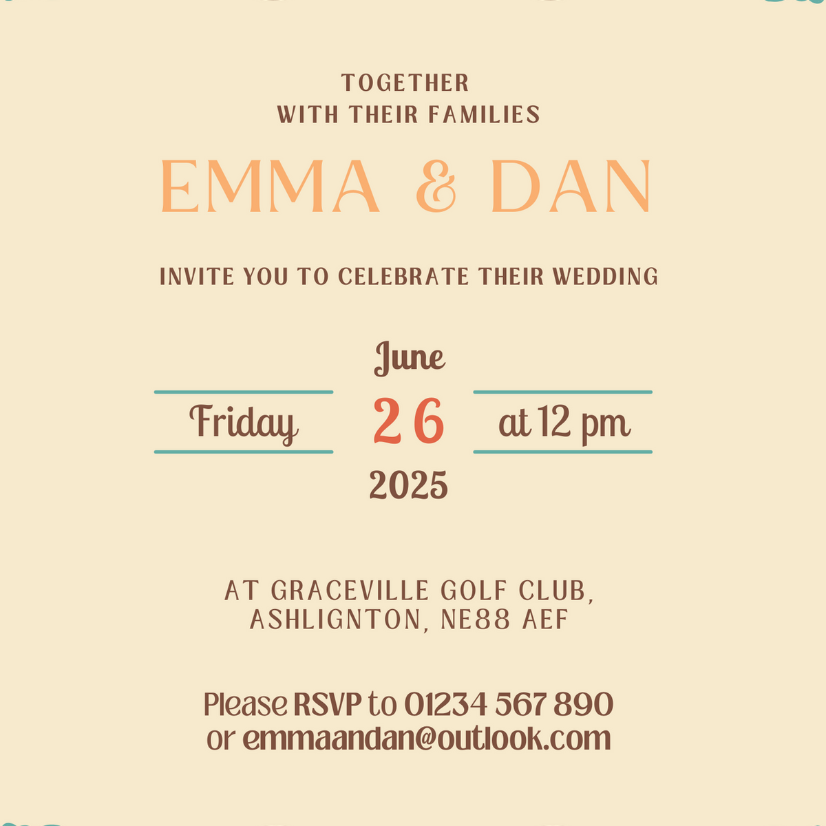 retro cream wedding invites - affordable personalised wedding invitations