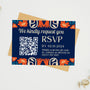 navy retro wedding RSVP with QR - personalised wedding RSVPs invitations