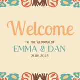 retro cream wedding welcome sign - affordable personalised wedding signs