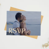 navy retro wedding RSVP with QR - personalised wedding RSVPs invitations