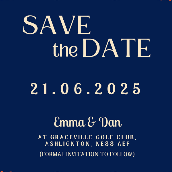 retro navy save the date wedding invites - affordable personalised wedding save the dates