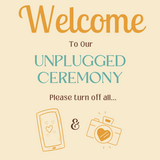 retro cream wedding unplugged ceremony sign - affordable personalised wedding signs