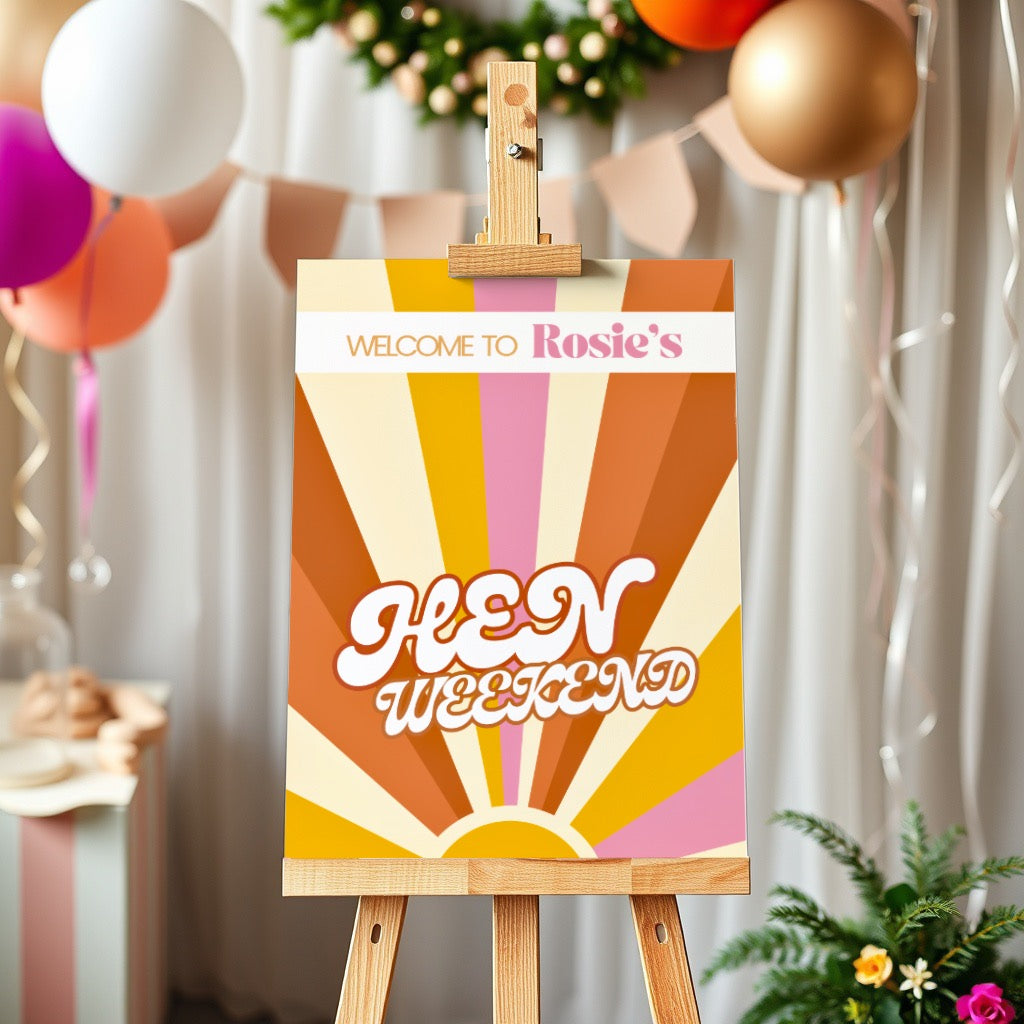 Bright & Funky Hen Party Welcome Sign