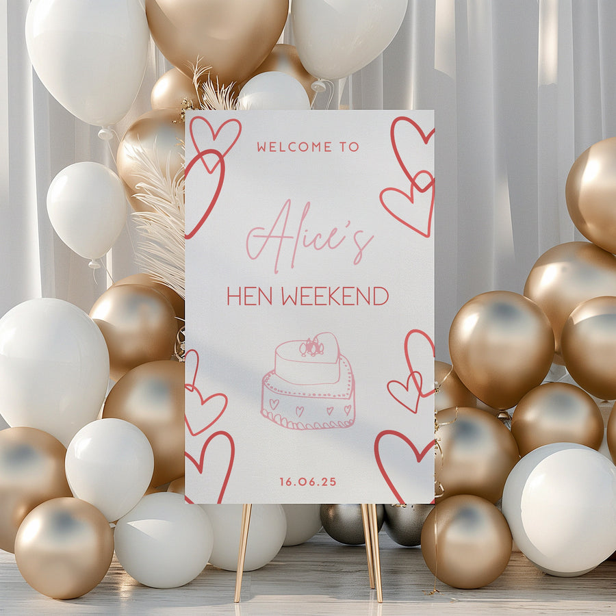 Romantic Hen Party Welcome Sign