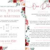 red and cream floral wedding invites - affordable perosnalised wedding invitations