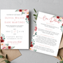 red and cream floral wedding invites - affordable perosnalised wedding invitations