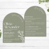 sage green arch wedding invites - affordable wedding invitations personalised