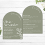 sage green arch wedding invites - affordable wedding invitations personalised