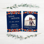 retro navy save the date wedding invites - affordable personalised wedding save the dates