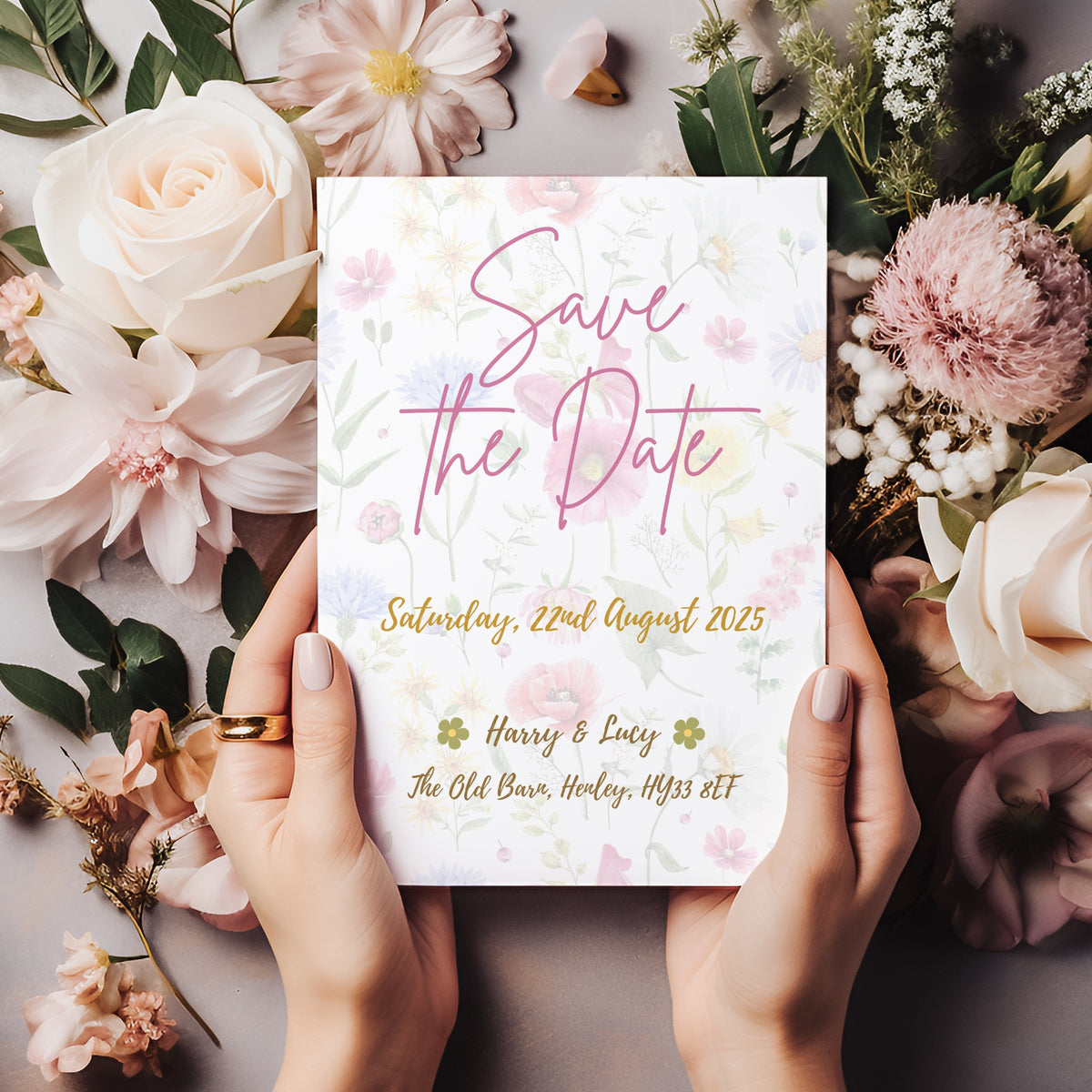 garden party wedding save the dates - affordable personalised save the dates