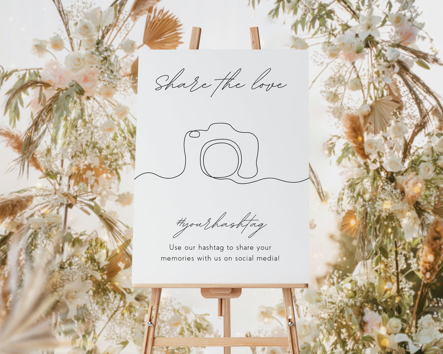 Dreamy Social Media Hashtag Sign for wedding reception - wedding hashtag sign for social media