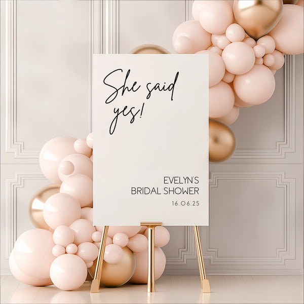 bridal shower she said yes sign - affordable personalised bridal shower sign