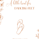 Sienna floral wedding flip flops sign with terracotta botanical sketches and elegant boho typography