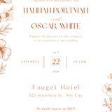 Personalised Sienna Wedding Invitation 5x7 inch wedding stationery with elegant typography and warm-toned floral sketch design