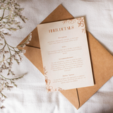 Personalised Sienna Wedding Invitation 5x7 inch wedding stationery with elegant typography and warm-toned floral sketch design