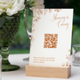 Sienna floral photo sharing QR code wedding sign with terracotta botanical sketches and elegant boho typography