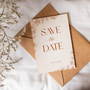 Personalised Sienna Save the Date card 5x7 inch wedding stationery with elegant typography and warm-toned design