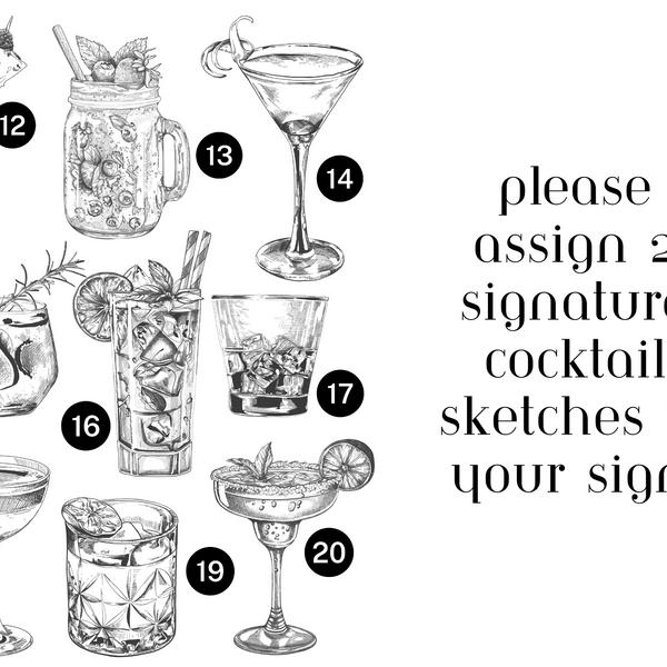 Black Signature Drinks Sign