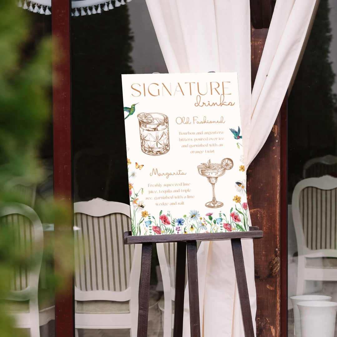 fairytale style signature drinks sign - affordable personalised drinks sign