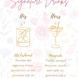 garden party wedding signature drinks sign - custom signature drinks personalised