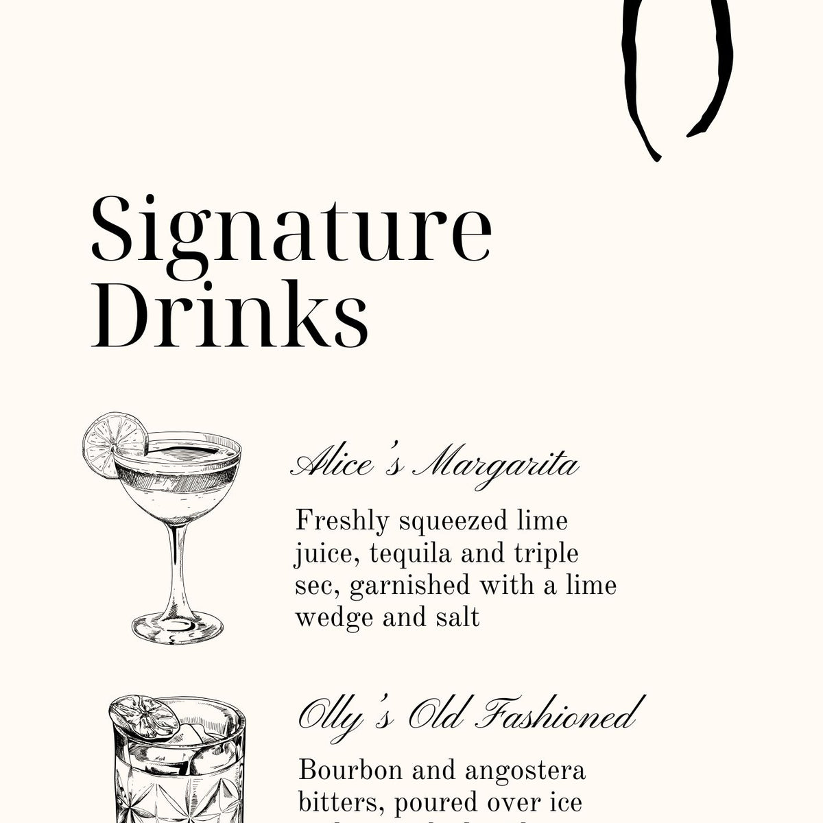 Old Money Signature Drinks Sign