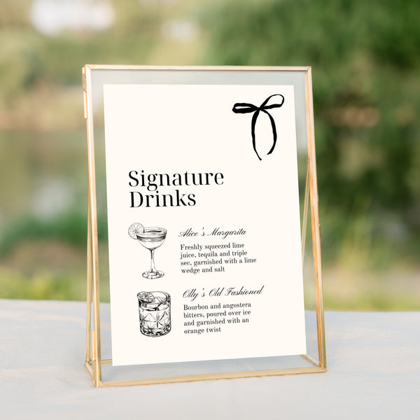 Old Money Signature Drinks Sign