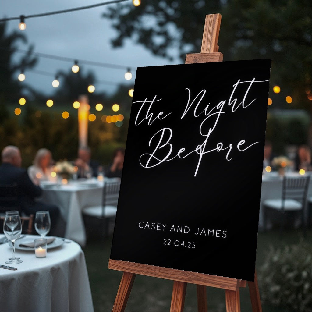 Simple Black "The Night Before" Wedding Sign