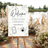 baby's breath floral unplugged ceremony sign - affordable personalised wedding signs