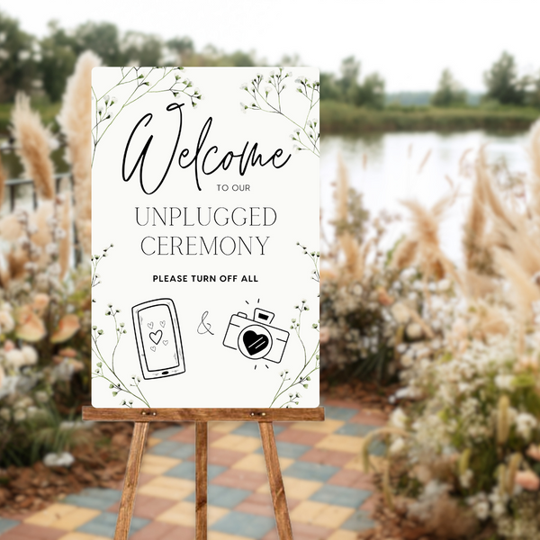 Baby's Breath Floral Unplugged Ceremony Sign