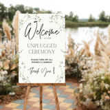 baby's breath floral unplugged ceremony sign - affordable personalised wedding signs