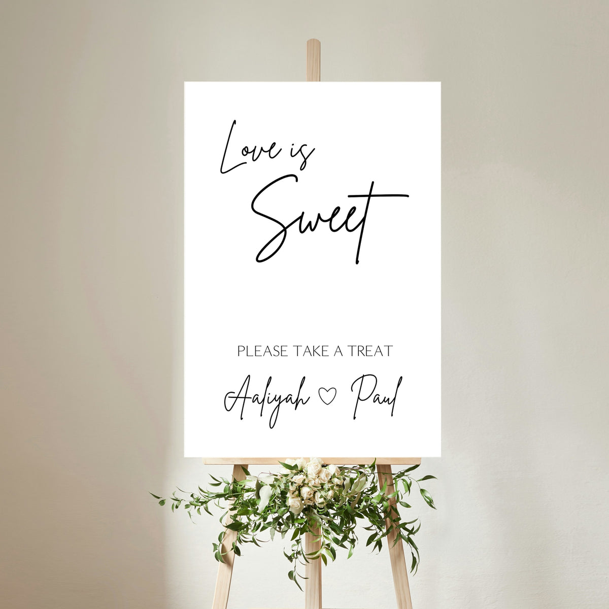 sophisticated wedding sweet table sign - personalised love is sweet sign 